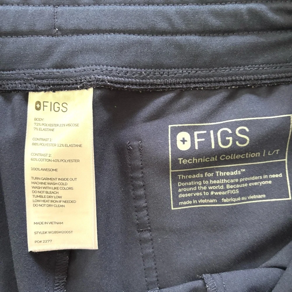 Figs Navy Zamora Joggers Scrub Pants Elastic Waist Zip Pocket SZ L T Worn 1X